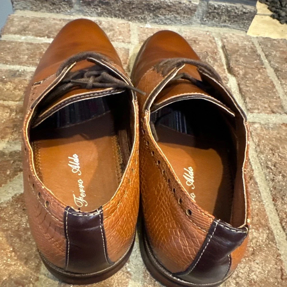 Ferro Aldo Men's Round Toe Lace Up Two Tone Oxfords Dress Shoes Size 11